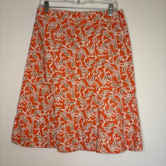 EDDIE BAUER Sz 4 ALine Skirt Stretch Peach Paisley - Picture 4 of 4